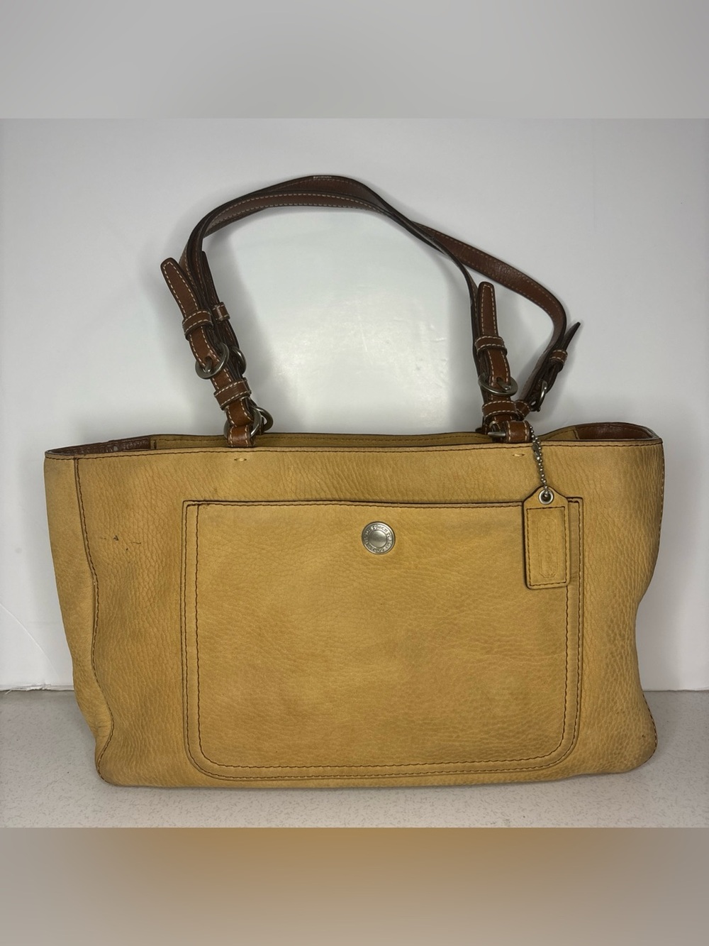 Coach #F10900 Suede Chelsea Handbag Shoulderbag Leather Double Straps Purse